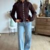 Cardigan style officier chocolat - Modèle Céline