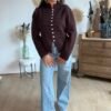 Cardigan style officier chocolat - Modèle Céline