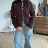 Cardigan style officier chocolat - Modèle Céline