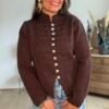 Cardigan style officier chocolat - Modèle Céline