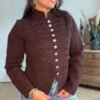 Cardigan style officier chocolat - Modèle Céline
