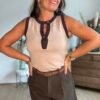 Top sans manches taupe - Modèle Ricky
