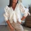 Blouse crop dentelle blanc - Modèle Lana