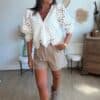 Blouse crop dentelle blanc - Modèle Lana