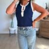 Top sans manches bleu marine - Modèle Ricky