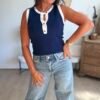 Top sans manches bleu marine - Modèle Ricky