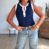 Top sans manches bleu marine - Modèle Ricky