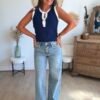 Top sans manches bleu marine - Modèle Ricky