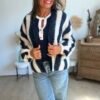 Gilet grosse maille rayé bleu - Modèle Charlie