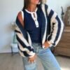 Gilet grosse maille rayé bleu - Modèle Charlie
