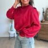 Blouse satin texturé à dos Benitier rouge - Modèle Lou