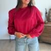 Blouse satin texturé à dos Benitier rouge - Modèle Lou