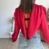 Blouse satin texturé à dos Benitier rouge - Modèle Lou