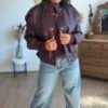 Veste similicuir grainé bordeaux  - Modèle Lisie