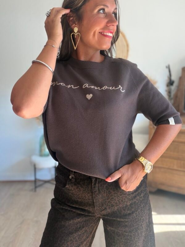 Pull manches 3/4 chocolat - Modèle Billie
