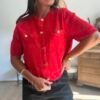 Cardigan rouge manches courtes - Modèle Calie