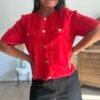 Cardigan rouge manches courtes - Modèle Calie