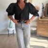 Jean Barrel cropped gris - Modèle Raven