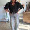 Blouse crop dentelle noir - Modèle Lana