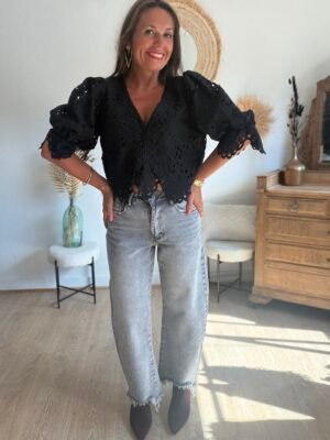 Jean Barrel cropped gris - Modèle Raven