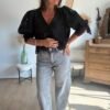 Jean Barrel cropped gris - Modèle Raven