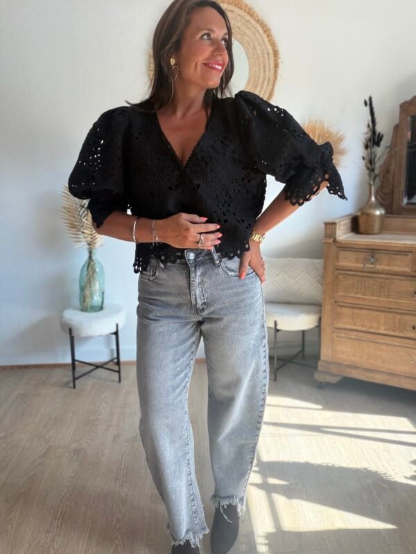 Jean Barrel cropped gris - Modèle Raven