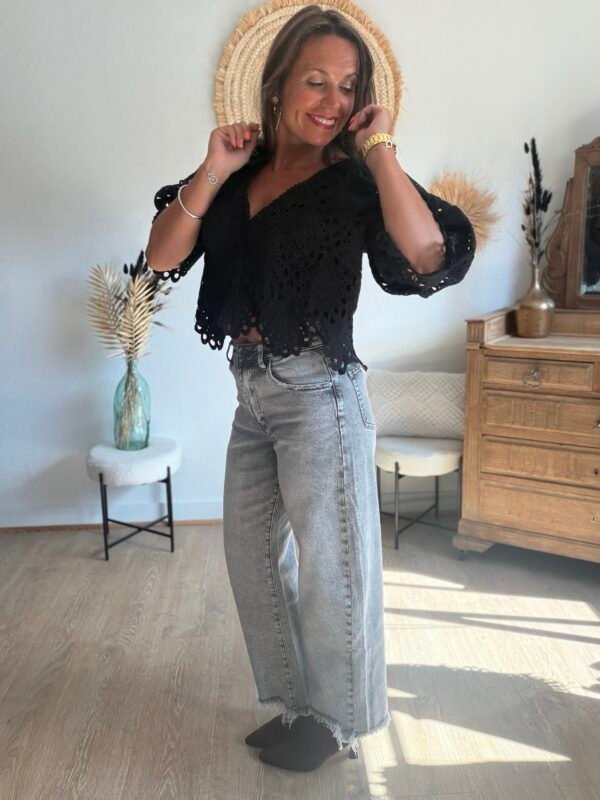Jean Barrel cropped gris - Modèle Raven