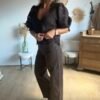 Jean Barrel cropped chocolat  - Modèle Raven