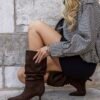 Bottes suédine chocolat - Modèle Queen
