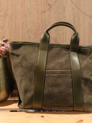 Grand Sac Cabas Bi-Matière Suédine & Similicuir -  Modèle Carine