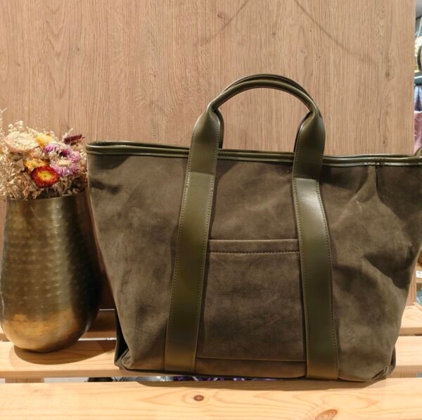 Grand Sac Cabas Bi-Matière Suédine & Similicuir -  Modèle Carine