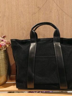 Grand Sac Cabas Bi-Matière Suédine & Similicuir -  Modèle Carine