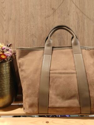 Grand Sac Cabas Bi-Matière Suédine & Similicuir -  Modèle Carine