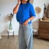 Pull manches 3/4 bleu royal - Modèle Billie