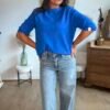 Pull manches 3/4 bleu royal - Modèle Billie