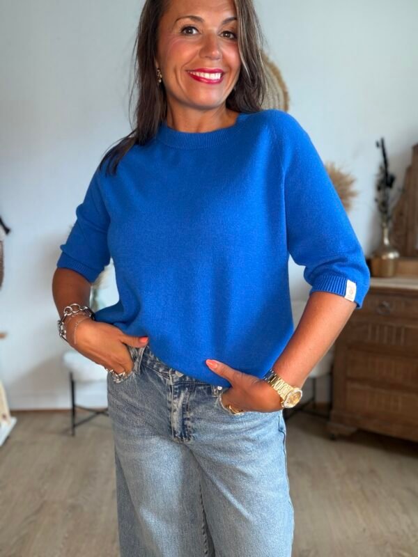 Pull manches 3/4 bleu royal - Modèle Billie