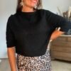 Pull manches 3/4 noir - Modèle Billie
