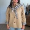 Veste Trench Beige Écharpe-Foulard Vichy - Modèle Maho