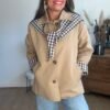 Veste Trench Beige Écharpe-Foulard Vichy - Modèle Maho