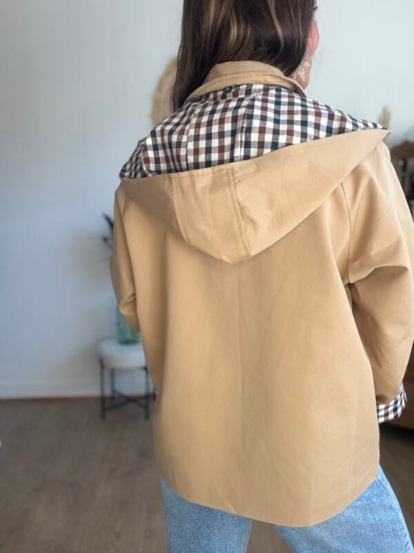 Veste Trench Beige Écharpe-Foulard Vichy - Modèle Maho