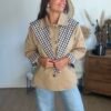 Veste Trench Beige Écharpe-Foulard Vichy - Modèle Maho