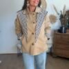 Veste Trench Beige Écharpe-Foulard Vichy - Modèle Maho