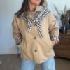 Veste Trench Beige Écharpe-Foulard Vichy - Modèle Maho