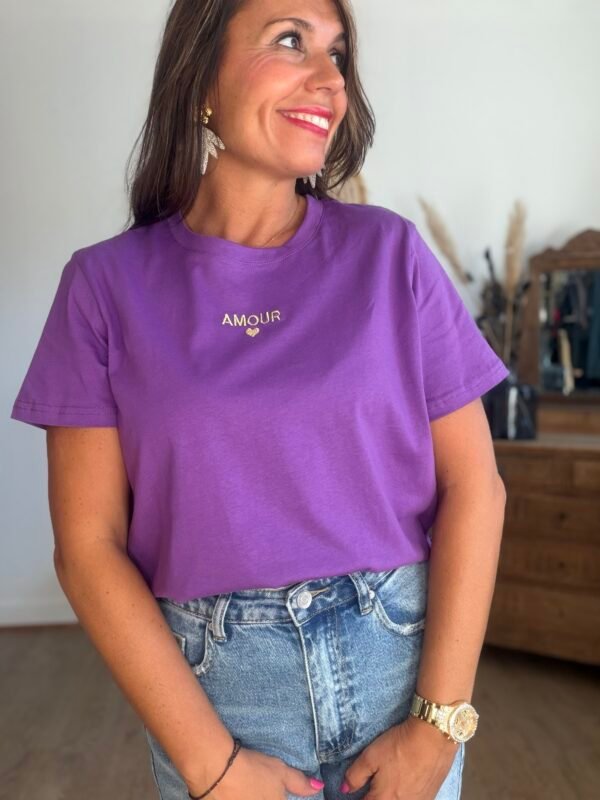 T shirt violet Amour - Modèle Ella