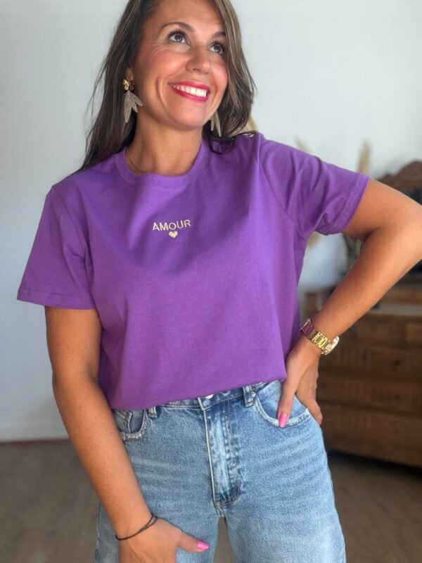 T shirt violet Amour - Modèle Ella
