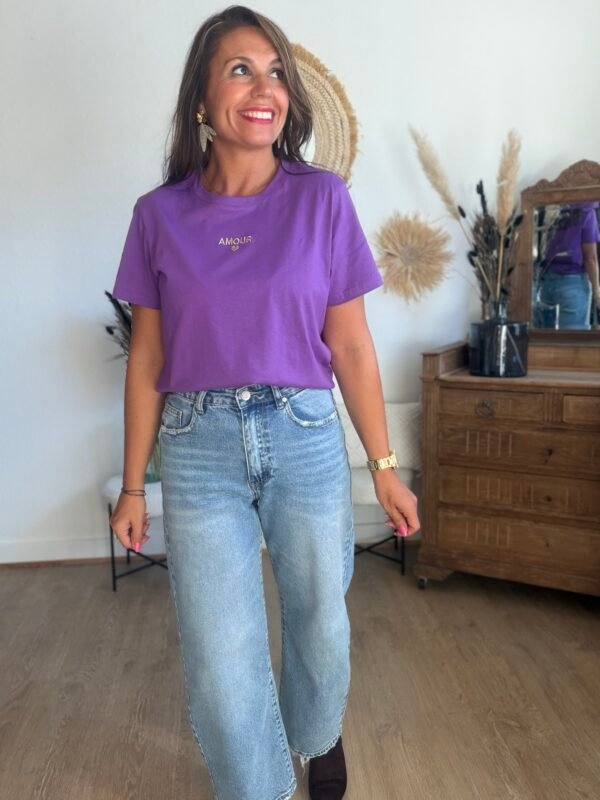 T shirt violet Amour - Modèle Ella