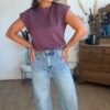 Top à strass prune  - Modèle Helene