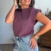 Top à strass prune  - Modèle Helene