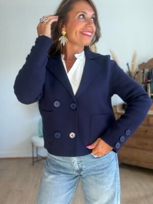 Veste Courte Marine Double Boutonnage — Modèle Émeraude