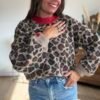 Pull léopard col rouge - Modèle Victor